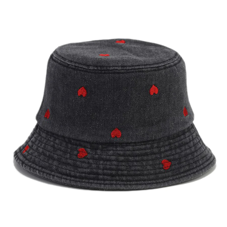 Spring Summer Strawberry Embroidery Denim Jeans Bucket Hat Legent Fisherman Hats for Women Foldable Sport Sun Beach Panama Caps