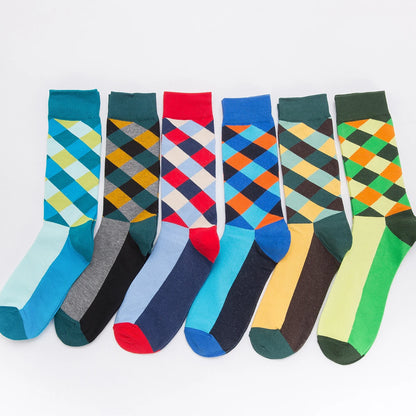 5-6 Pairs New High Quality Combed Cotton Men Socks Women Happy Fashion Novelty Skateboard Crew Casual Funny Socks for Men