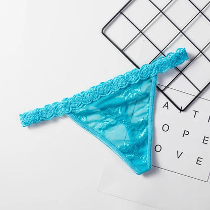 Sexy G String Underwear Women Perspective Panties Low Waist Briefs Female Hollow Out Lingerie Solid Color Thongs