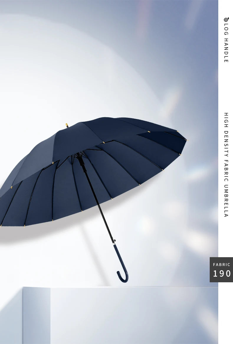 Japanese Long Handled Umbrella Ins for Both Sunny and Rainy Use, Black Glue Large Size Storm Resistant 16 Bone Automatic Waterpr