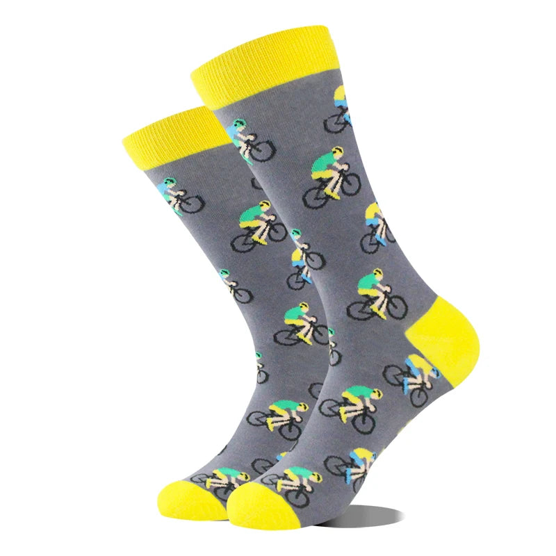 AB Happy Cotton Funny Socks Men Beer Panda Duck Crazy Design Sokken Unisex Novelty Plant Piano Crew Skateboard Calcetines Hombre