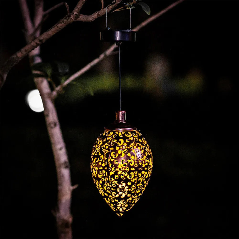Outdoor Water Drop Shaped Solar Projection Light Waterproof Hollowed-out For Garden Patio Stair Fence Street Landscape Balcony O