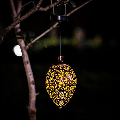 Outdoor Water Drop Shaped Solar Projection Light Waterproof Hollowed-out For Garden Patio Stair Fence Street Landscape Balcony O