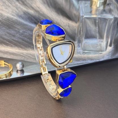 Women's irregular shape large sparkling special-shaped rhinestone simple sun pattern dial Fashion trend avant-garde quarts watch