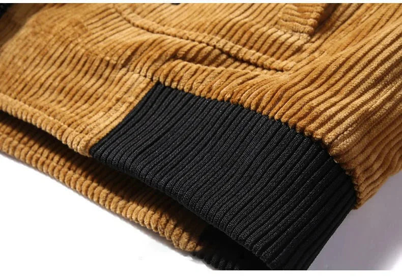 Male Thermal Windbreaker Plus Size Men's Warm Winter Corduroy Jackets and Coats Fur Collar Winter Casual Jacket Outwear