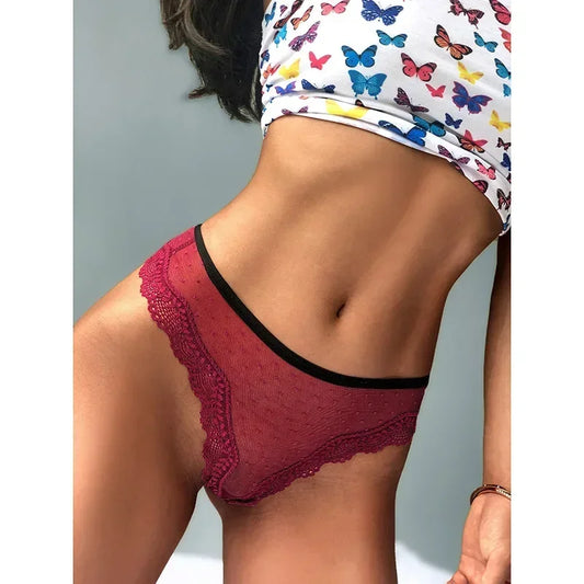 Sexy Lace Panties Women Transparent Low-Waist Underpant Hollow Out Thong for Female Briefs Seamless G-String Underwear Lingerie