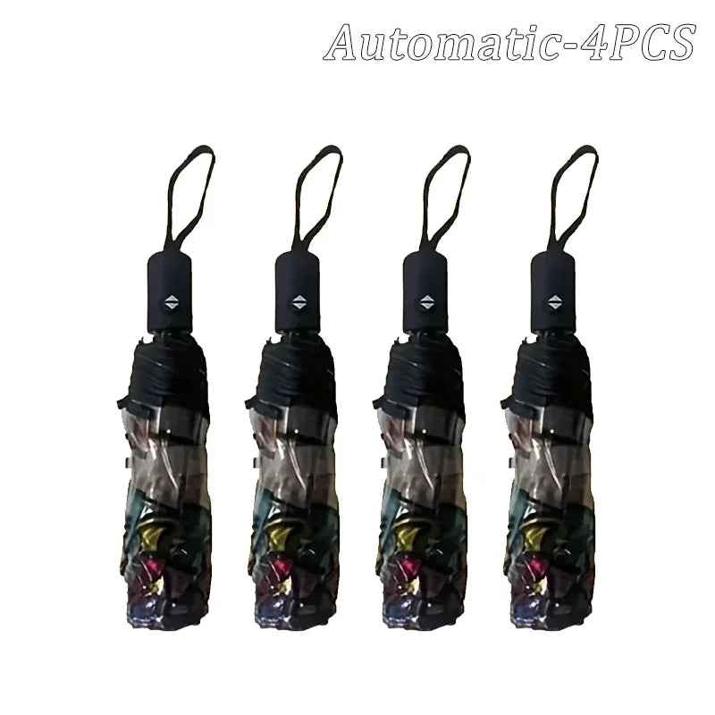 British Wind Rainforest Arch Transparent Umbrella Stained Glass Transparent Umbrella Long Handle Automatic Large Romantic Sunny