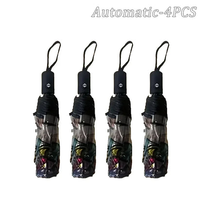 British Wind Rainforest Arch Transparent Umbrella Stained Glass Transparent Umbrella Long Handle Automatic Large Romantic Sunny
