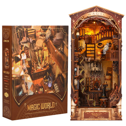 New DIY Book Nook Kit 3D Wooden Bookshelf Miniature Building Kits Home Decor Creative Model for Adults Halloween Christmas Gifts
