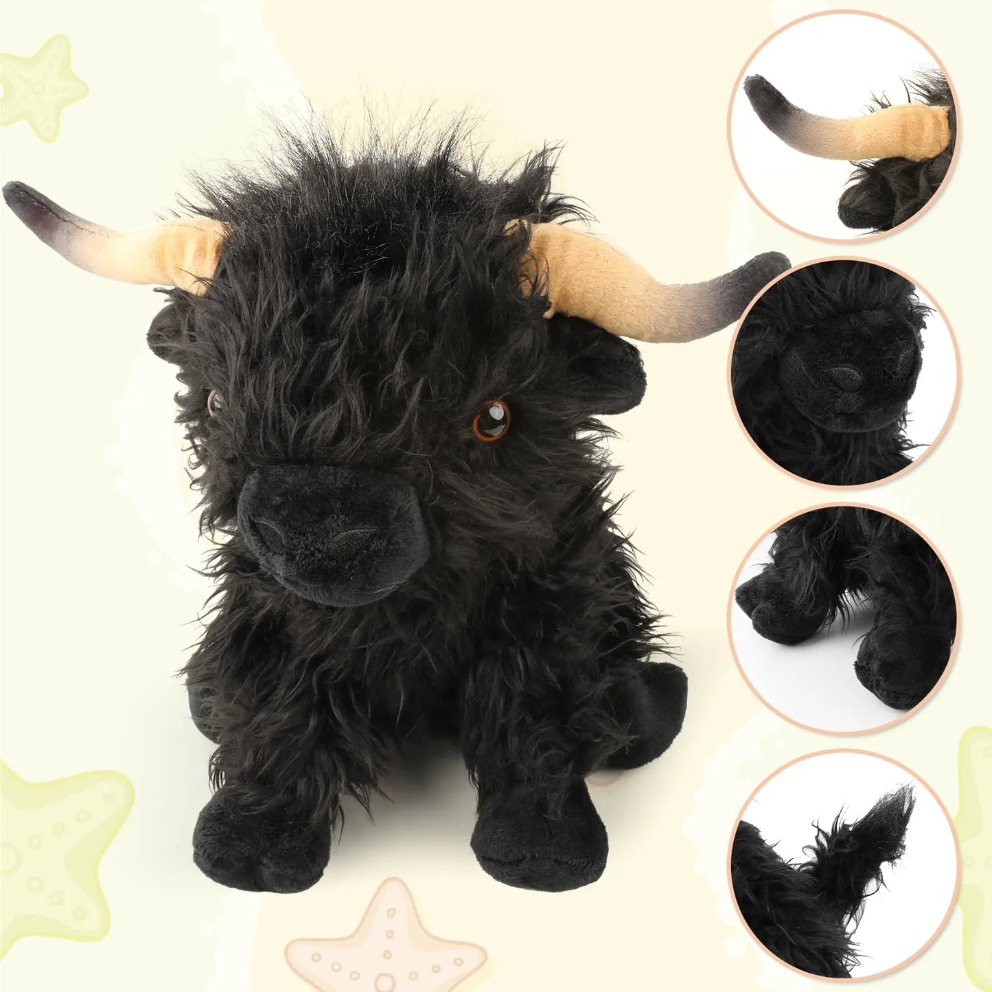 25cm Simulation Highland Cow Plush Animal Doll Soft Stuffed Highland Cow Plush Toy Kawaii Kids Baby Gifts Toy Home Room Decor