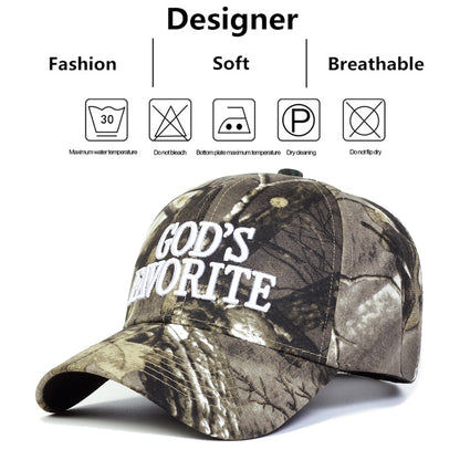 Unisex GOD'S FAVORITE Letter Embroidery Baseball Caps Outdoor Adjustable Spring and Autumn Casual Sunscreen Hat