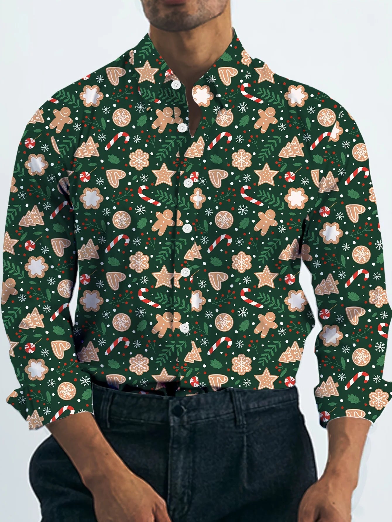 Christmas Festival Theme Men's 3D Printed Formal Shirts Christmas Tree Santa Claus Graphic Long Sleeve Shirt Fashion Men's Shirt