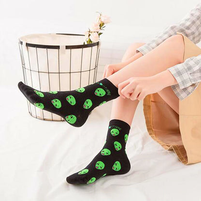 1 Pair Women's Cartoon Casual Cotton Harajuku  Skateboard Socks