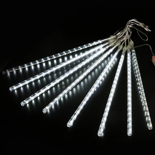 Outdoor  Meteor Shower Christmas Lights 10 Tubes 192 Led Hanging String Lights for Garden Tree Holiday Party Decoation Lamp