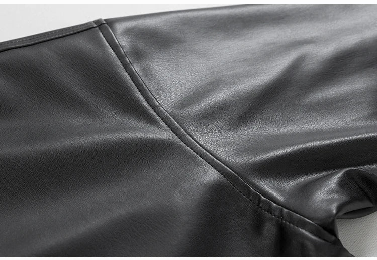Mauroicardi Spring Autumn Cool Luxury Short Black Soft Light Pu Leather Jacket Men Zipper Casual Mens Jackets and Coats Fashion