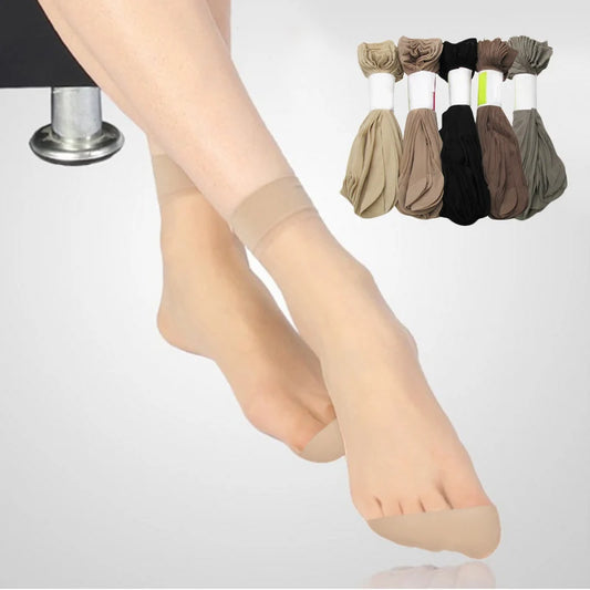 Hot Sale! 5/10 Pairs High Quality Women Velvet Socks Pack Female Summer Thin Silk Transparent Sexy Ankle Nylon Socks Set