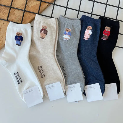 Good Quality Cartoon Elegant Lady Bear Women's  Cute Socks Cotton Harajuku Style Woman Novelty Breathable Sox Christmas Gifts