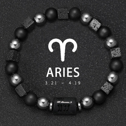 12 Zodiac Bracelets Natural Stone Cancer Virgo Leo Libra Bracelet Couples Friendship Gifts Bracelets Jewelry pulsera hombre