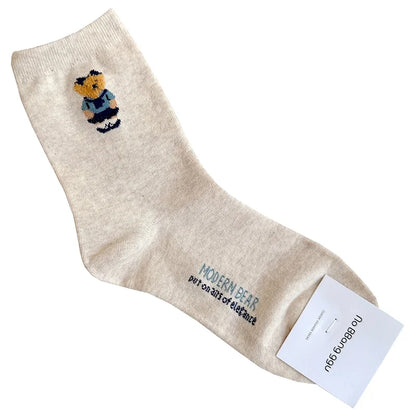 Good Quality Cartoon Elegant Lady Bear Women's  Cute Socks Cotton Harajuku Style Woman Novelty Breathable Sox Christmas Gifts