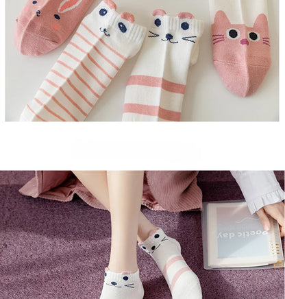 5 Pairs Lolita Japanese Woman Cute White Short Socks Set Girl Spring Summer Sweet Ruffle Lovely Cotton Socks For Women