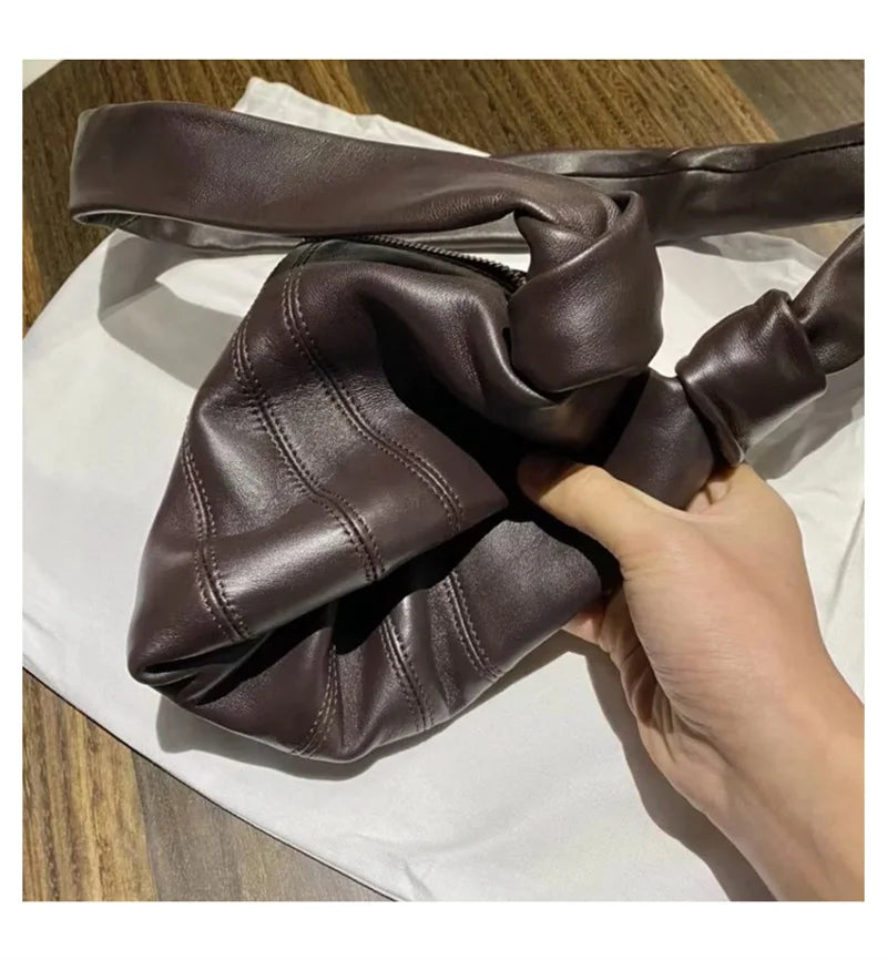 Luxury Brand Lambskin Croissant Bag Genuine Leather Croissant Bag Trendy Must-have Shoulder Crossbody Bag Couple Style
