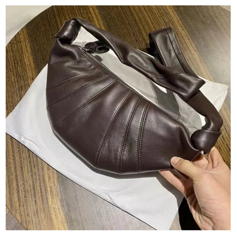 Luxury Brand Lambskin Croissant Bag Genuine Leather Croissant Bag Trendy Must-have Shoulder Crossbody Bag Couple Style