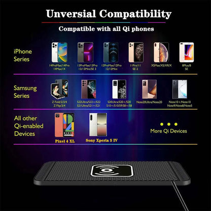 Car Wireless Charger Silicone Non Slip Pad for iPhone 15 14 13 12 Pro Max Car Wireless Charging Pad Fast Charging Station