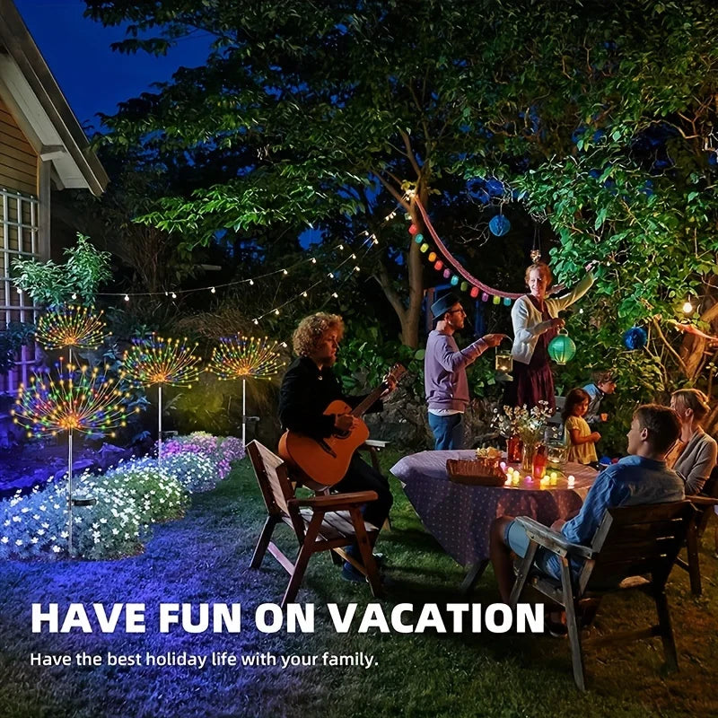 1pc Solar Fireworks Lamp Outdoor Grass Globe Dandelion Flash String Fairy lights 90LEDs -420LEDs For Garden Lawn Holiday Light