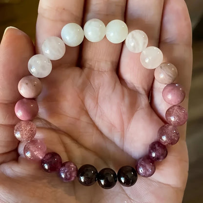 Pink Amethyst Bracelet Cubic Self Love Braclet Couple Love Gifts Beautiful Jewelry Real Natural Stone Beaded Bangles Handmade