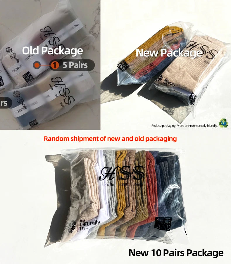 HSS 95% Combed Cotton Socks Men Business Dress Long Socks Casual Solid Color Spring Summer Black White Unisex Socks Comfortable