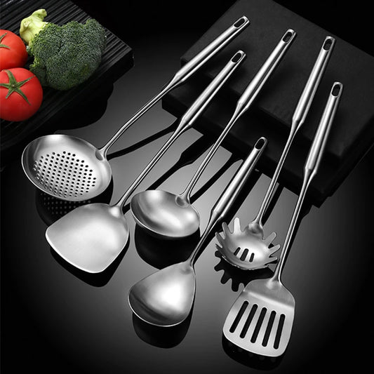 304 Stainless Steel Cooking Spatula Shovel Colander Rice Soup Spoon Thickened Anti-scald Kitchenware Cookware Accessories