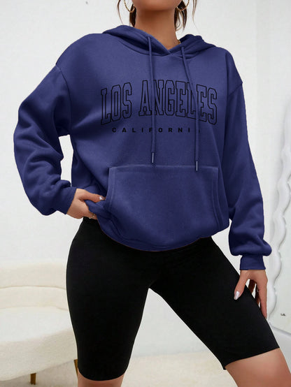 Women's Hoodies Los Angeles California Letter Printing Pocket Hoodie Casual Oversize Long Sleeve Clothes New In sweatshirts