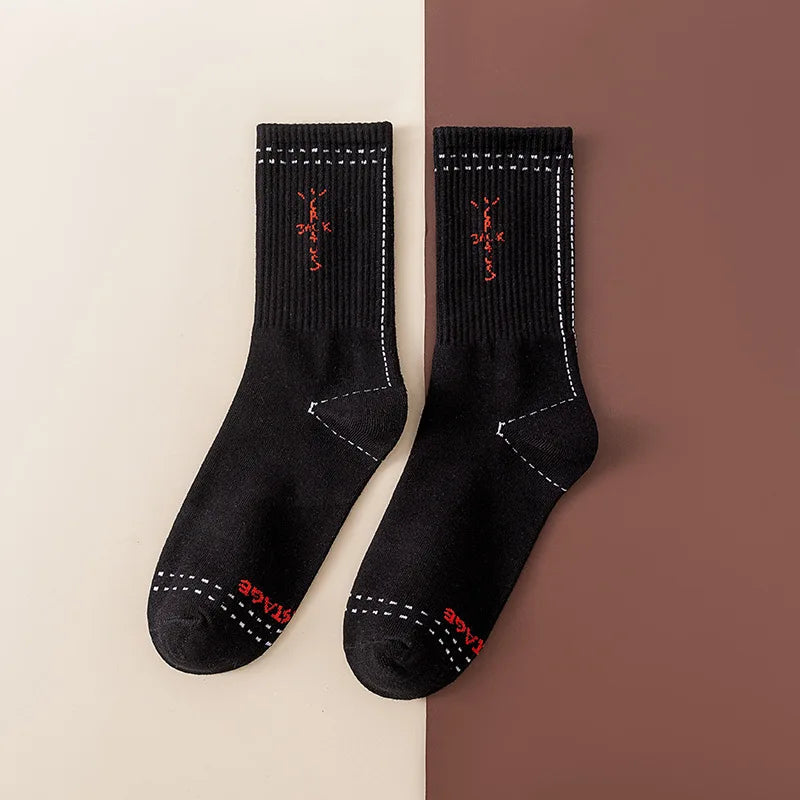 Mid Tube Cotton Socks for Sports Skateboarding with Unique Ghost Face Role-playing Design colour socks
