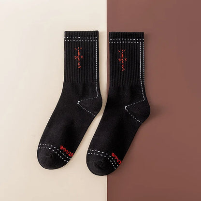Mid Tube Cotton Socks for Sports Skateboarding with Unique Ghost Face Role-playing Design colour socks