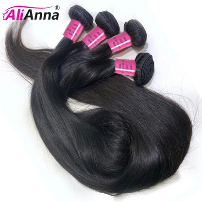 ALIANNA 26Inch Human Hair Bundles 10A Brazilian Raw Hair Weave Bundles 30 38 40 Inch Straight Human Hair Bundles Hair Extensions