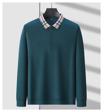 Light luxury brand polo shirt long sleeved spring and autumn new style comfortable and breathable casual striped lapel T-shirt