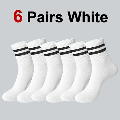 6/10/20 Pairs Men Women Striped Socks Fashion Color Soft Comfortable Sweat Absorbing Breathable Lovers Sports Style Casual Socks