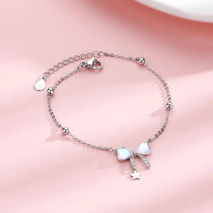 VENTFILLE 925 Sterling Silver Diamond-Studded Butterfly Bracelet Women's Fashion Temperament Flower Adjustable Bracelet