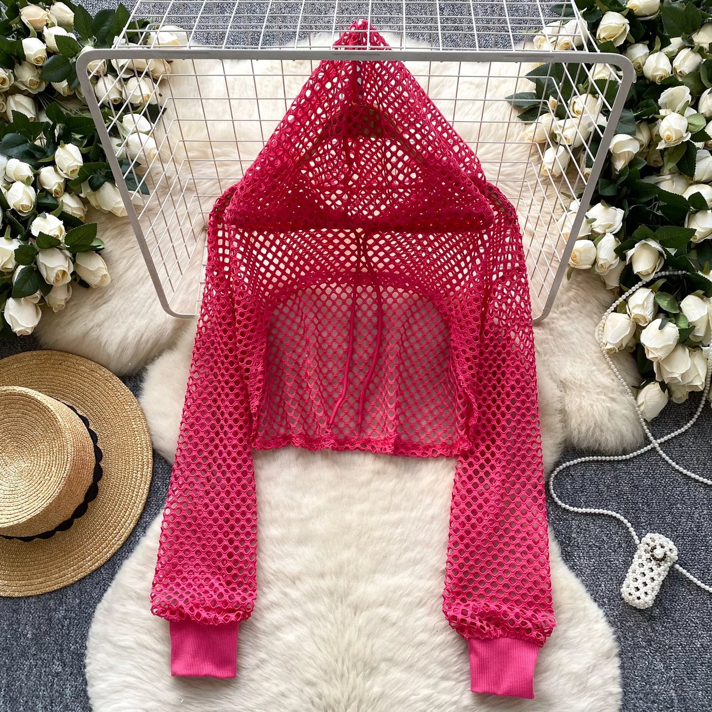 SINGREINY Summer Knitted Hooded Cadigans Women Long Sleeve Thin Streetwear Irregular Outerwear Hollow Out Sun-proof Blouses