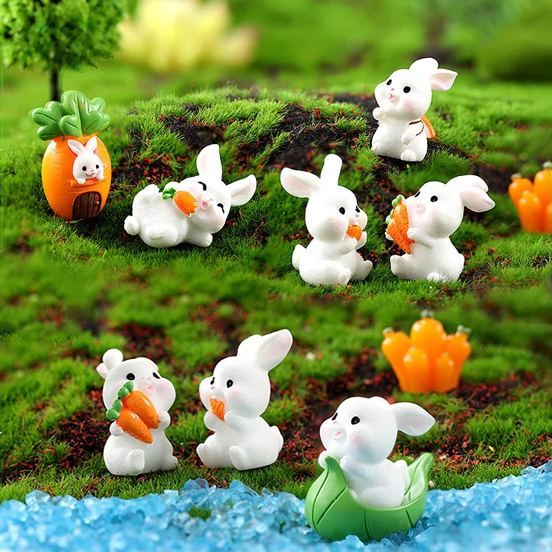 2025 Hot Easter Cute Rabbit Figurine Diy Landscape Home Kawaii Room Decor Miniature Fairy Garden Decoration Accessories Modern