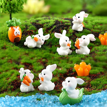 2025 Hot Easter Cute Rabbit Figurine Diy Landscape Home Kawaii Room Decor Miniature Fairy Garden Decoration Accessories Modern