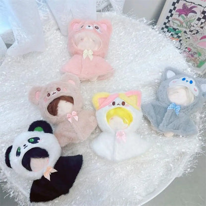 10CM Doll Plush Cloak Gift Toys Accessories Cotton Stuffed Dolls Doll Clothes Plush Outfit Replaceable Cartoon Animal Shawl