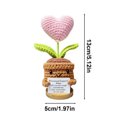 New Positive Energy Heart Flower Hand-woven Dolls Home Room Decor Hug Pocket Knitting Doll Positive Card Desktop Ornament Gifts