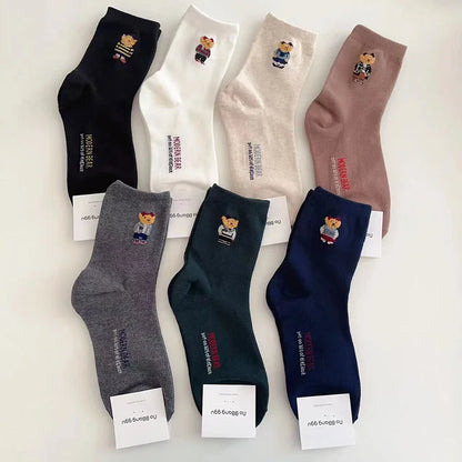 Good Quality Cartoon Elegant Lady Bear Women's  Cute Socks Cotton Harajuku Style Woman Novelty Breathable Sox Christmas Gifts