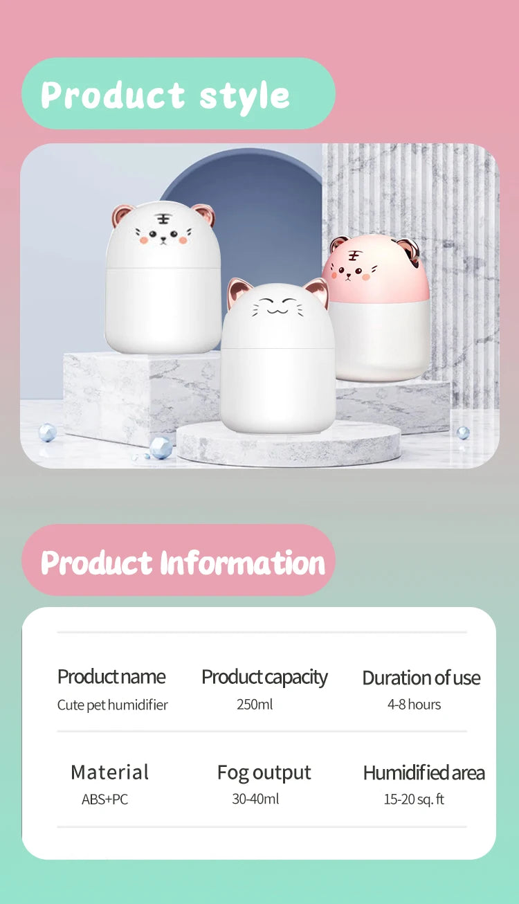 Cute Pet Humidifier Mini Office Desktop Air Conditioning Room Air Humidification Usb Small Household Heavy Fog Spray