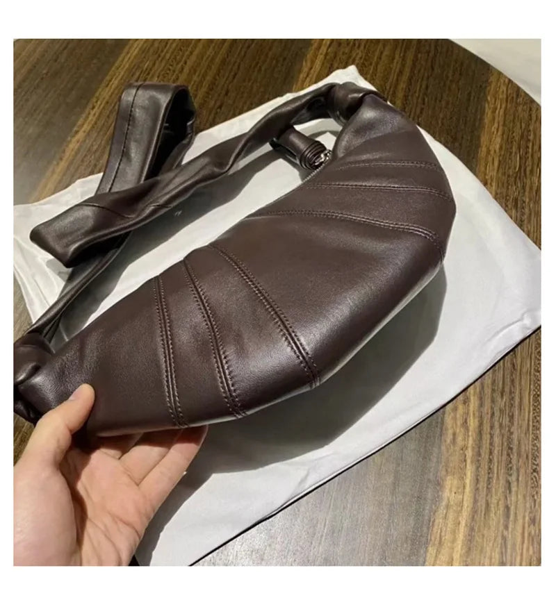 Luxury Brand Lambskin Croissant Bag Genuine Leather Croissant Bag Trendy Must-have Shoulder Crossbody Bag Couple Style