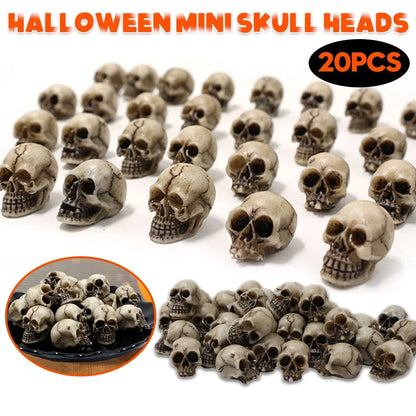 20Pcs Gothic Skull Sculptures Collectable Halloween Decoration Skeleton Statues Ornament Landscape Garden Potted Plant Decor