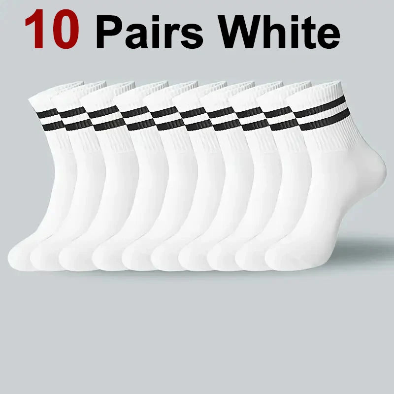 6/10/20 Pairs Men Women Striped Socks Fashion Color Soft Comfortable Sweat Absorbing Breathable Lovers Sports Style Casual Socks