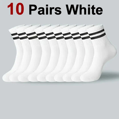 6/10/20 Pairs Men Women Striped Socks Fashion Color Soft Comfortable Sweat Absorbing Breathable Lovers Sports Style Casual Socks