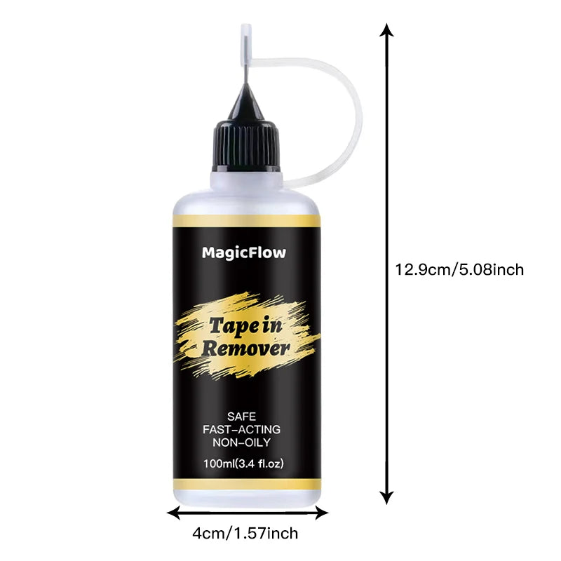 MagicFlow 100ml Tape-in Hair Extension Remover - Easily Removes Lace Wigs, Clip-in Extensions, Hairline Glue, and Adhesive Resid